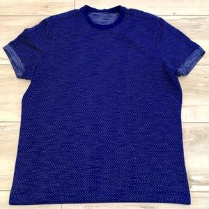 Lululemon Mens Size XL Spotted Athletic Casual Crewneck Short Sleeve Shirt Blue